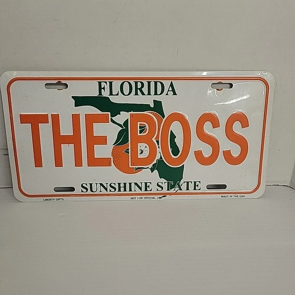 Florida The Boss Novelty Vanity Booster License Plate Sunshine State Souvenir